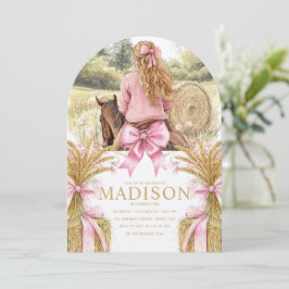 Birthday Invitation Blonde Girl Riding Horse Kaart