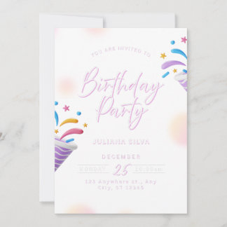 Birthday Invitation Blue Modern Party Design