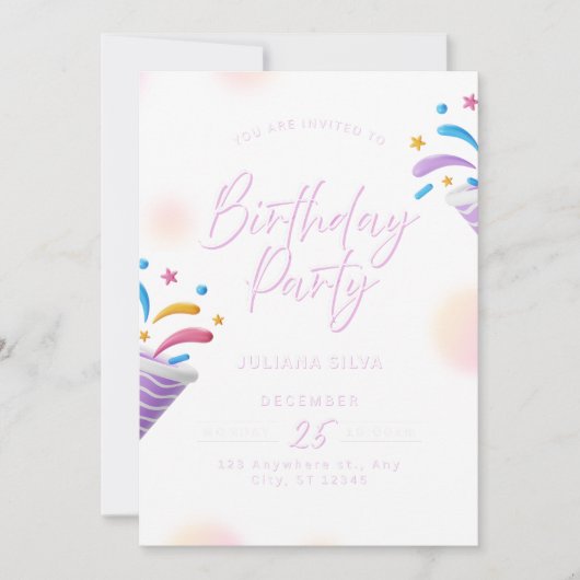 Birthday Invitation Blue Modern Party Design (Devant)
