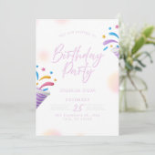 Birthday Invitation Blue Modern Party Design (Debout devant)