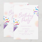 Birthday Invitation Blue Modern Party Design (Devant / Derrière)