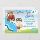 Birthday Invitation Boy Water Slide Pool Kaart (Voorkant)