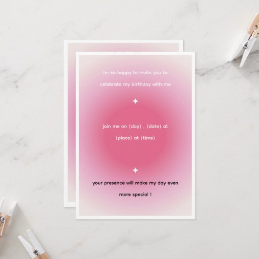 birthday invitation Card (Devant/Arrière en situation)