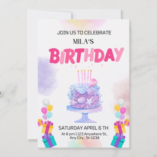 Birthday Invitation Card Kaart (Voorkant)