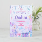 Birthday invitation card. Mermaid for Girls.Custom (Debout devant)