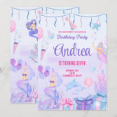Birthday invitation card. Mermaid for Girls.Custom (Devant / Derrière)