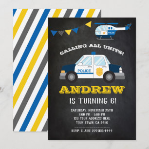 Birthday Invitation Chalkboard van de politie Kaart