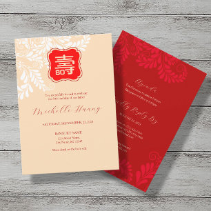 Birthday Invitation Chinese Longevity (Shou) Kaart