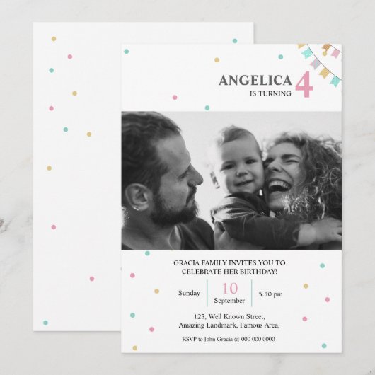 Birthday Invitation | Custom Year Number (Devant / Derrière)