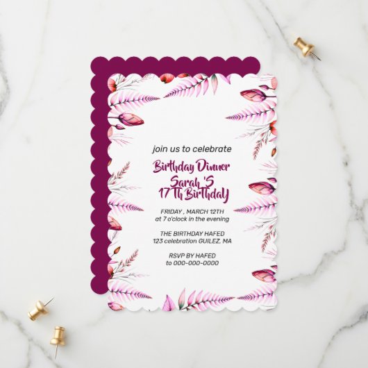 Birthday Invitation Digital Product Template for  (Devant/Arrière en situation)