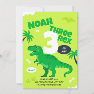 Birthday Invitation Dinosaur 3rd for Boys