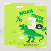 Birthday Invitation Dinosaur 3rd for Boys (Devant / Derrière)