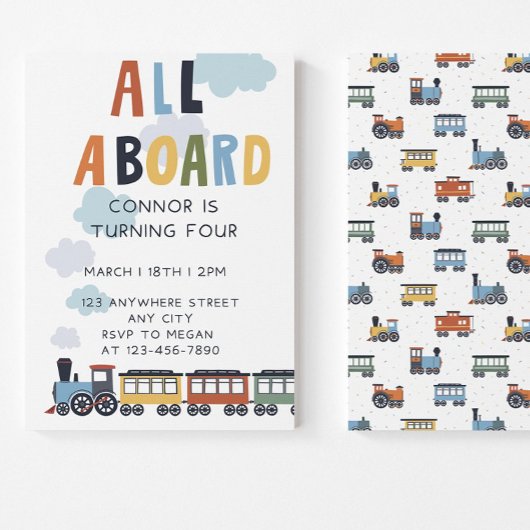 Birthday Invitation Editable Template Modern Train Kaart