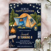 Birthday invitation featuring a camping theme