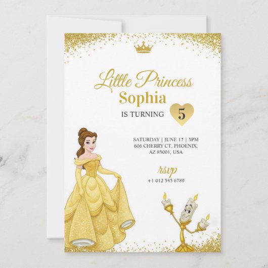 Birthday Invitation featuring a princess (Devant)