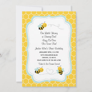 Birthday Invitation Honey Bee Kaart