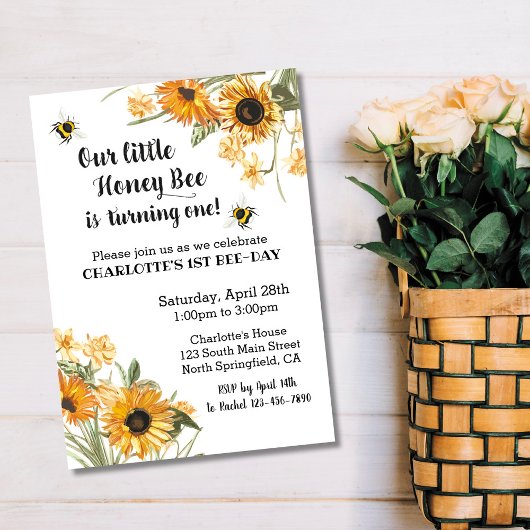 Birthday Invitation Honey Bee Kaart
