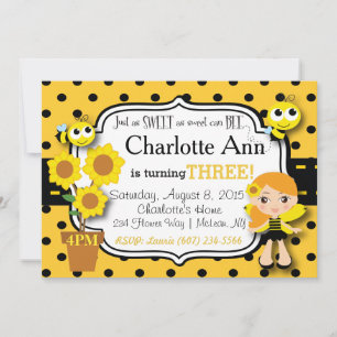 Birthday Invitation Honey Bee Kaart