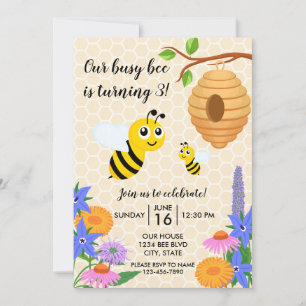 Birthday Invitation Honey Bee Kaart
