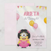 Birthday invitation in cute cartoon theme  (Devant / Derrière)