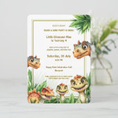 Birthday Invitation Kids Party Dinasaur Watercolor (Debout devant)