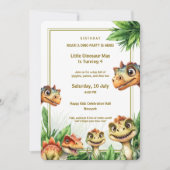 Birthday Invitation Kids Party Dinasaur Watercolor (Devant)