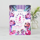 Birthday Invitation Kids Watercolour Dinosaur (Debout devant)