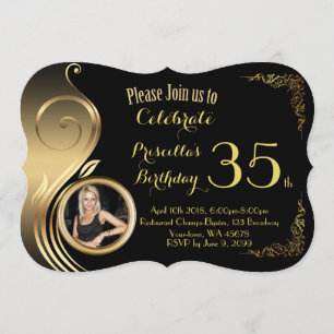 Birthday Invitation PHOTO, elke leeftijd, Gatsby-s Kaart