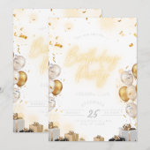 Birthday Invitation Pink Aesthetic Cute Design (Devant / Derrière)