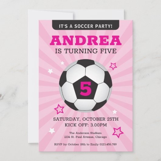 Birthday Invitation Roze Kaart (Voorkant)