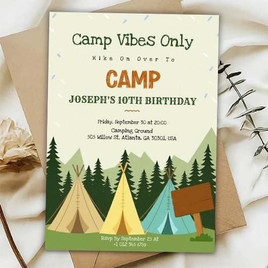 Birthday Invitation with a camping vibe 