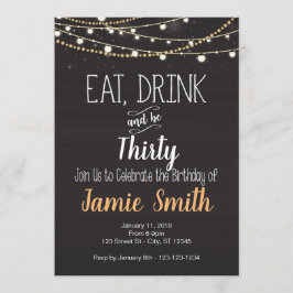 Birthday Invite - Eat, Drink en veertig, dertig Kaart