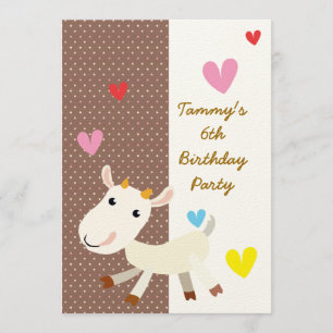 Birthday Invite met Cute Cartoon Goat Kaart
