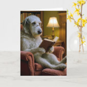 Birthday Irish Wolfhound Dog Reading a Book  Kaart (Gele Bloem)