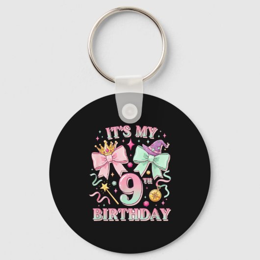 Birthday It's My 9th Birthday Cute Magical Princes Sleutelhanger (Voorkant)