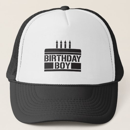 Birthday jongen met taart trucker pet (Voorkant)