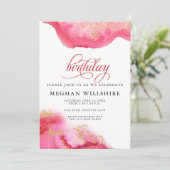 Birthday Juli Ruby Waterverf Geode Kaart (Staand voorkant)