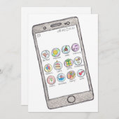 Birthday Kaart - Bday apps (Voorkant / Achterkant)