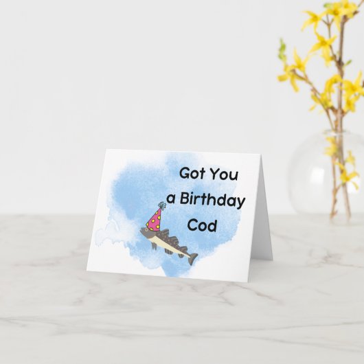 Birthday Kaart Birthday Cod Fish Funny Card (Gele Bloem)
