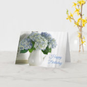 Birthday Kaart - Blue Hydrangeas (Gele Bloem)