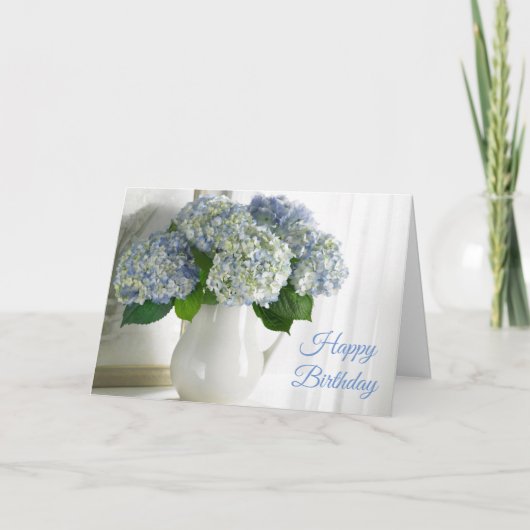 Birthday Kaart - Blue Hydrangeas (Voorkant)