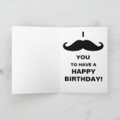 Birthday Kaart Cartoon Cat Mustache Funny Pun (Binnen)