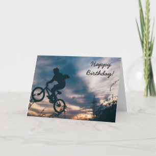 Birthday-kaart: Guy die Tricks doet op Bike Kaart