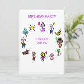 Birthday Kaart Invitation World Kinder (Staand voorkant)