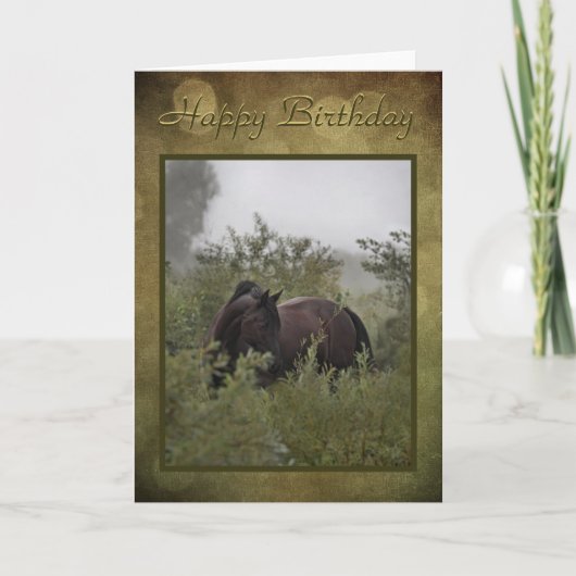 Birthday Kaart "Misty Black Horse" (Voorkant)