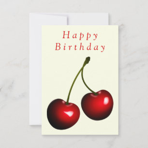 Birthday Kaart Red Sweet Cherry - Jouw tekst naam
