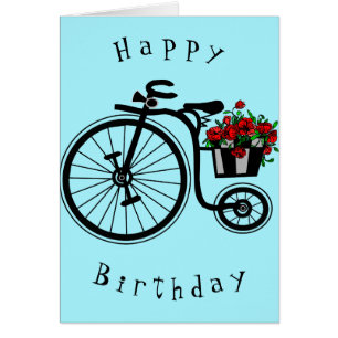Birthday Kaart Romantic Flowers Bike - Love