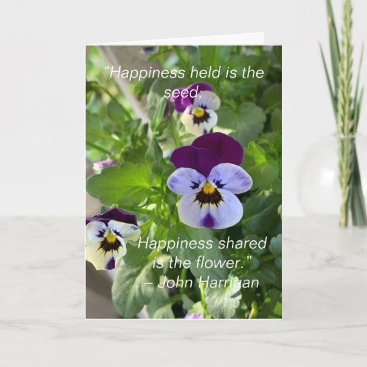 Birthday-kaart voor blauwe Pansies Kaart (Voorkant)