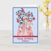 Birthday Kaart voor Drie zussen (Gele Bloem)