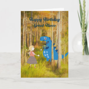 Birthday Kaart voor Great Niece met Dinosaur